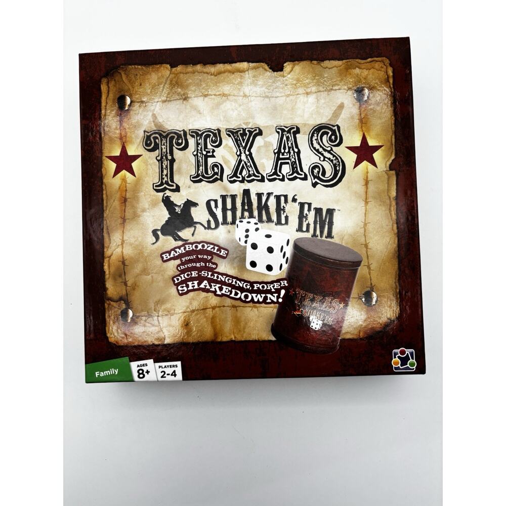 Texas Shake 'Em Poker Board Dice Game Discovery Bay 2011 Complete. VG Condition